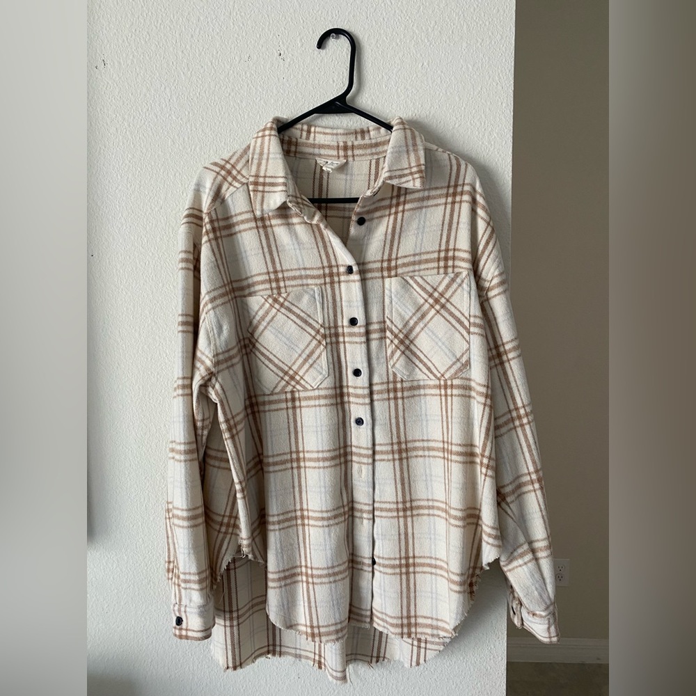 Pink blush maternity button down flannel